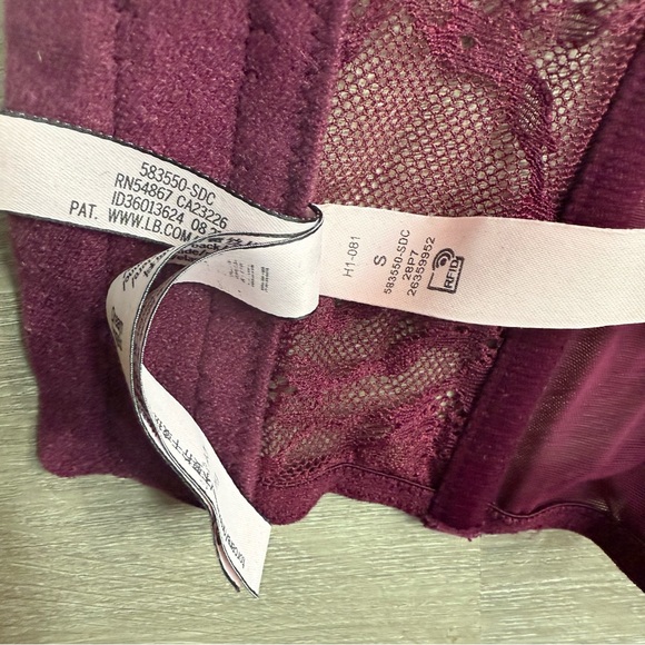 Victoria's Secret Lace Unlined Non Wired Corset Bra Top Burgundy Size Mesh Small - Picture 8 of 9